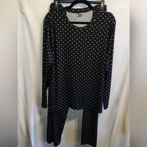 New Pajama/Lounge Set Real Essentials Black and White Polka Dot Set